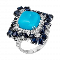 Кольцо с бирюзой «Голубое барокко»